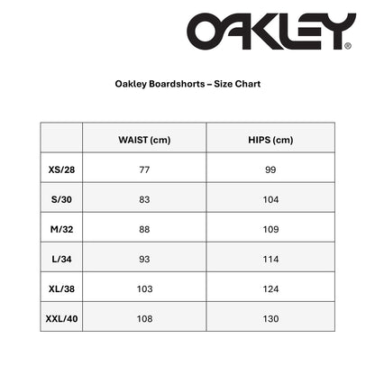 Oakley Boardshorts Size Chart