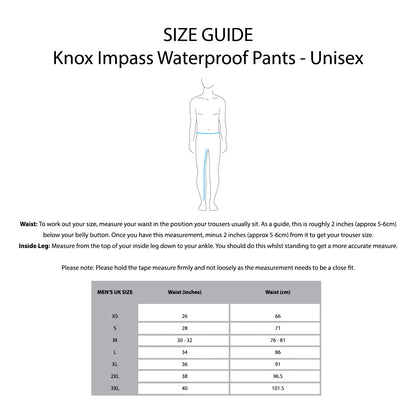 KNOX Size Chart - Impass Unisex WP Pants
