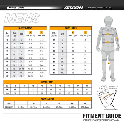 ARGON Fitment Guide - Mens