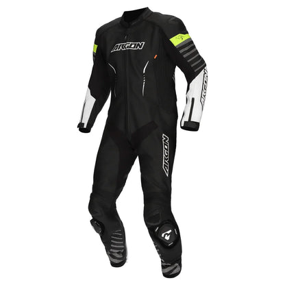 ARGON Pursuit 1-Piece Leather Race Suit - Black White/Hi-vis